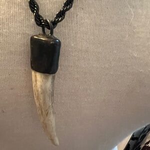 New Italian horn unisex necklace on oxidized stainless steel chain 23 inches